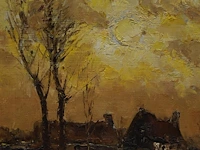 Isidoor boerewaard (1893-1972), view of a farm in winter, oil on panel 36 x 48 cm. (14.16 x 18.89 in.), frame: 50 x 62 cm. (19.67 x 24.41 in.) - afbeelding 7 van  7