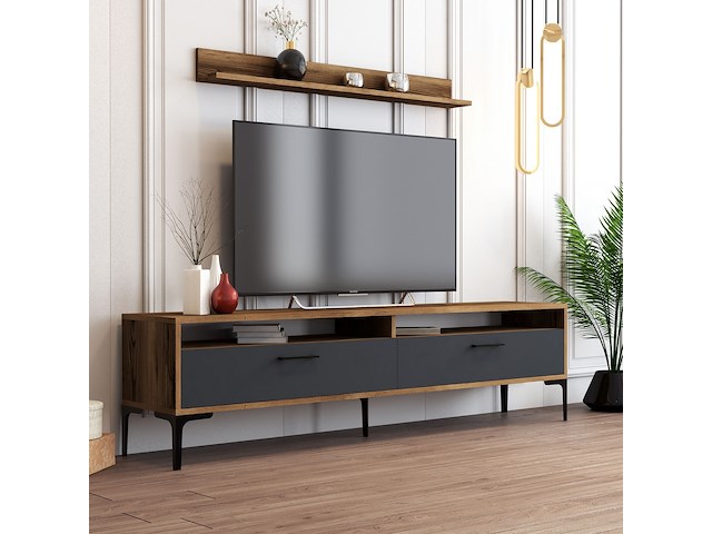 Istanbul tu tv-meubel | 100% melamine | walnoot, antraciet - afbeelding 1 van  5
