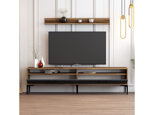 Istanbul tu tv-meubel | 100% melamine | walnoot, antraciet - afbeelding 2 van  5