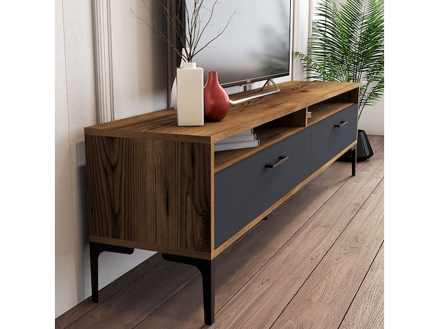 Istanbul tu tv-meubel | 100% melamine | walnoot, antraciet - afbeelding 3 van  5