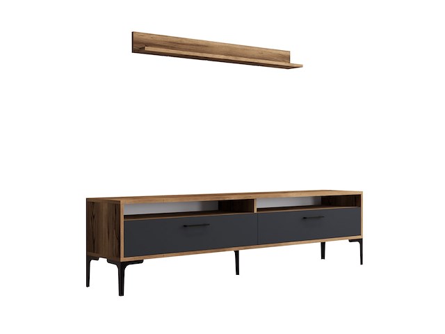 Istanbul tu tv-meubel | 100% melamine | walnoot, antraciet - afbeelding 4 van  5