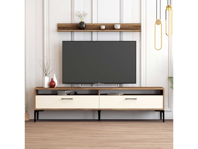 Istanbul tu tv-meubel | 100% melamine | walnoot, crème - afbeelding 1 van  6