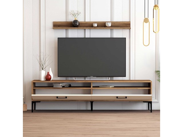 Istanbul tu tv-meubel | 100% melamine | walnoot, crème - afbeelding 3 van  6