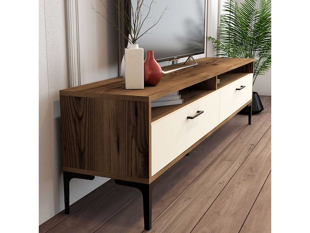 Istanbul tu tv-meubel | 100% melamine | walnoot, crème - afbeelding 4 van  6