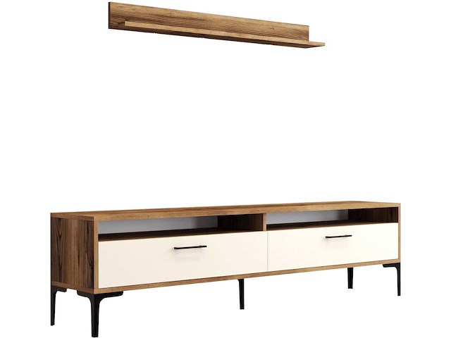 Istanbul tu tv-meubel | 100% melamine | walnoot, crème - afbeelding 5 van  6