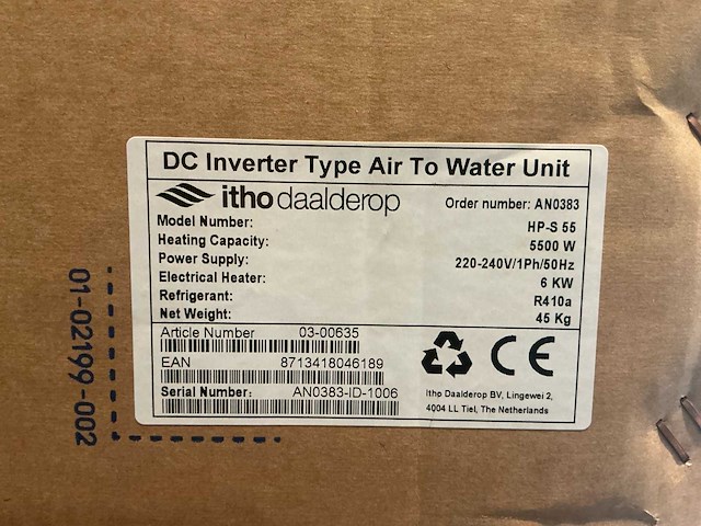 Itho daalderop hp-s 55 warmtepomp set (ongebruikt! in verpakking!) - afbeelding 5 van  5