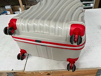 Ivs grote reiskoffer beige/rood met cijferslot en 4 zwenkwielen - afbeelding 6 van  7