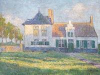 J. deseine, the country house, oil on canvas 38 x 49 cm. (14.96 x 19.28 in.), frame: 50 x 61 cm. (19.67 x 24.01 in.)