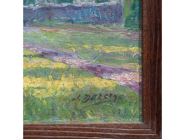 J. deseine, the country house, oil on canvas 38 x 49 cm. (14.96 x 19.28 in.), frame: 50 x 61 cm. (19.67 x 24.01 in.) - afbeelding 4 van  5