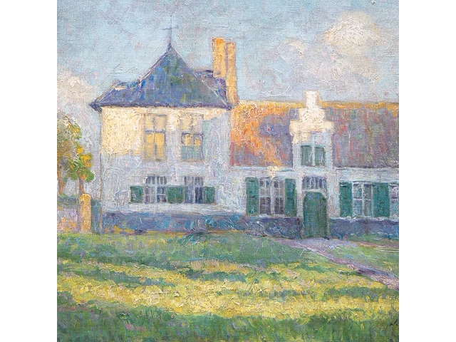 J. deseine, the country house, oil on canvas 38 x 49 cm. (14.96 x 19.28 in.), frame: 50 x 61 cm. (19.67 x 24.01 in.) - afbeelding 5 van  5