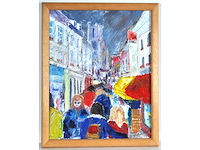 J. verheggen - france laon, touristes en plein - olie op doek - 50x40 cm - afbeelding 2 van  7