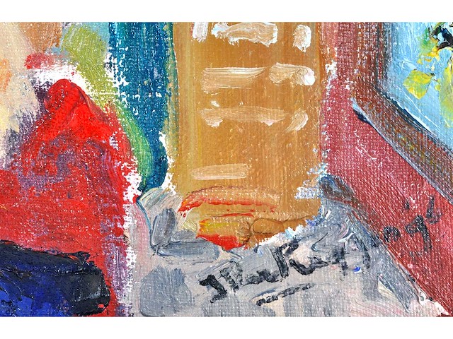 J. verheggen - france laon, touristes en plein - olie op doek - 50x40 cm - afbeelding 3 van  7