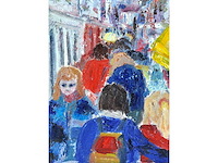 J. verheggen - france laon, touristes en plein - olie op doek - 50x40 cm - afbeelding 4 van  7