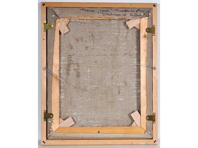 J. verheggen - france laon, touristes en plein - olie op doek - 50x40 cm - afbeelding 6 van  7