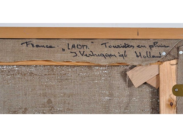 J. verheggen - france laon, touristes en plein - olie op doek - 50x40 cm - afbeelding 7 van  7