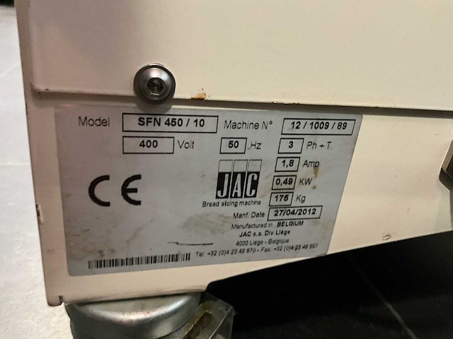 Jac sfn 450/10 professioneel broodsnijmachine - 400v - functioneel - afbeelding 8 van  9