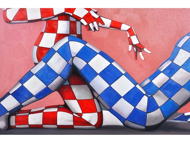 Jack gage – amour en rouge et bleu - olie op doek - 90x120 cm - afbeelding 3 van  13