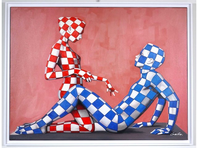 Jack gage – amour en rouge et bleu - olie op doek - 90x120 cm - afbeelding 1 van  13