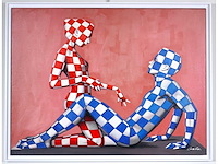 Jack gage – amour en rouge et bleu - olie op doek - 90x120 cm - afbeelding 1 van  13
