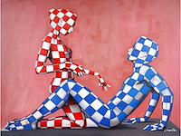 Jack gage – amour en rouge et bleu - olie op doek - 90x120 cm - afbeelding 6 van  13