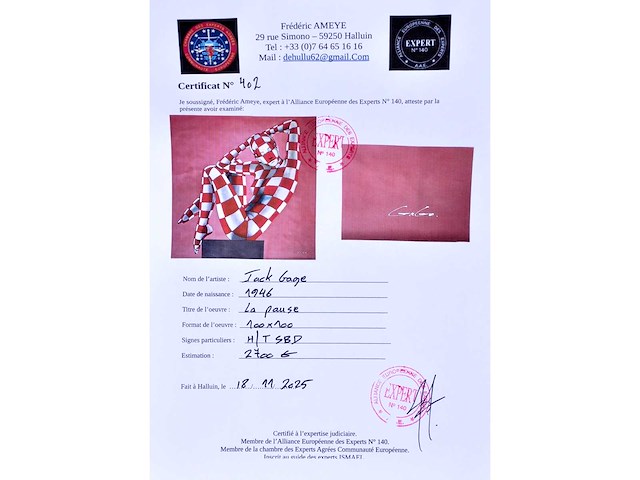 Jack gage – la pause - olie op doek - 100x100 cm - afbeelding 6 van  12