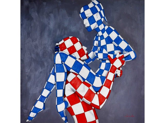 Jack gage – le couple - olie op doek - 100x100 cm - afbeelding 7 van  14