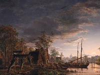 Jacobus theodorus abels (1803-1866), moonlit river landscape (abcoude), 1842, oil on oak 34 x 44 cm. (13.39 x 17.32 in.), frame: 48 x 57 cm. (18.89 x 22.44 in.) - afbeelding 4 van  5