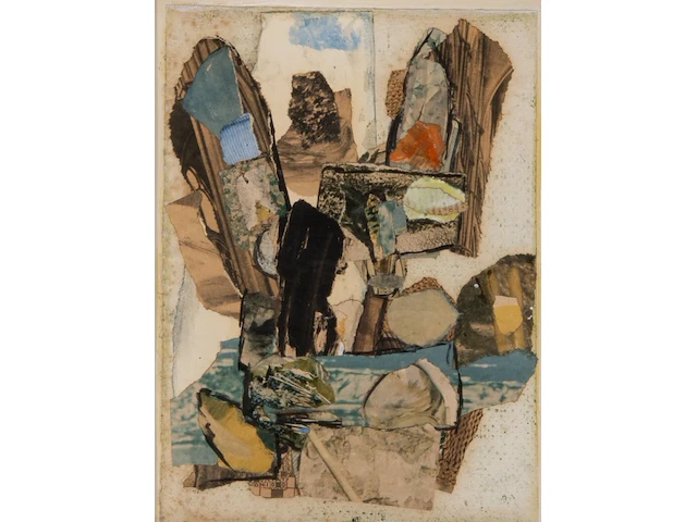Jacques doucet (1924-1994), untitled, collage, 29 x 21 cm. (11.41 x 8.26 in.), frame: 75.5 x 60.5 cm. (29.71 x 23.82 in.) - afbeelding 1 van  3