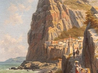 Jacques françois carabain (1834-1933), view of amalfi, oil on canvas 70 x 46 cm. (27.55 x 18.10 in.), frame: 98 x 76 cm. (38.57 x 29.92 in.)
