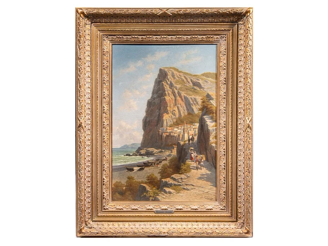 Jacques françois carabain (1834-1933), view of amalfi, oil on canvas 70 x 46 cm. (27.55 x 18.10 in.), frame: 98 x 76 cm. (38.57 x 29.92 in.) - afbeelding 2 van  7