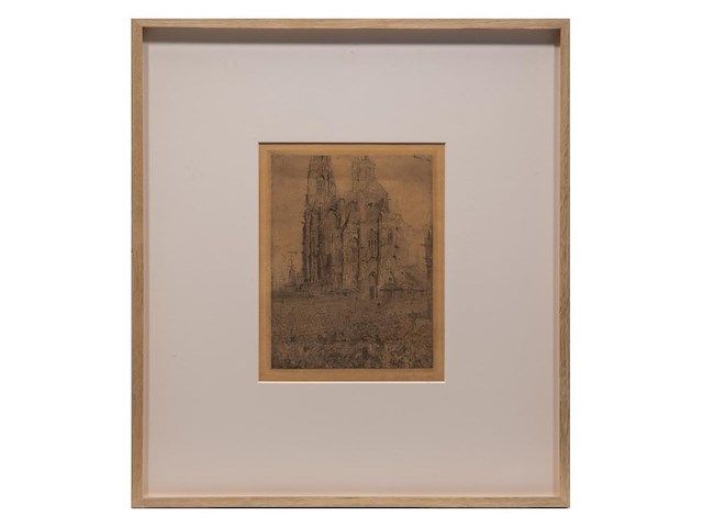 James ensor - la cathedrale 1886 - gesigneerd - afbeelding 1 van  2