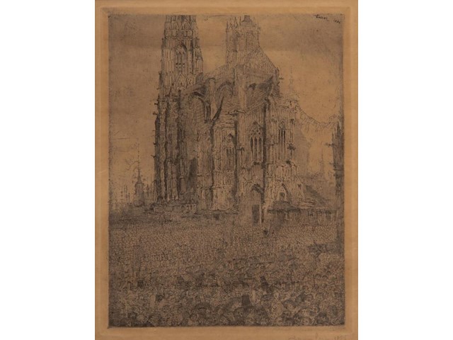 James ensor - la cathedrale 1886 - gesigneerd - afbeelding 2 van  2