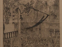James ensor (1860-1949), 'la mort poursuivant le troupeau des humains' (1896), etching on van gelder & zonen vergé 23.5 x 17.5 cm. (9 1/4 x 6.88 in.), frame: 51 x 36 cm. (20.07 x 14.16 in.)