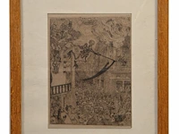 James ensor (1860-1949), 'la mort poursuivant le troupeau des humains' (1896), etching on van gelder & zonen vergé 23.5 x 17.5 cm. (9 1/4 x 6.88 in.), frame: 51 x 36 cm. (20.07 x 14.16 in.) - afbeelding 2 van  6