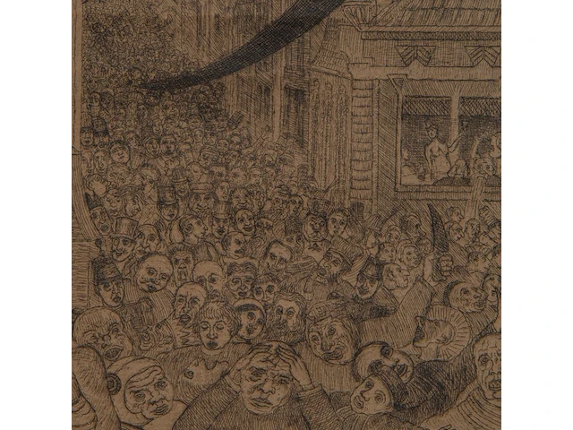James ensor (1860-1949), 'la mort poursuivant le troupeau des humains' (1896), etching on van gelder & zonen vergé 23.5 x 17.5 cm. (9 1/4 x 6.88 in.), frame: 51 x 36 cm. (20.07 x 14.16 in.) - afbeelding 6 van  6