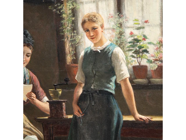 Jan arnold heyermans (1837-1892), the love letter, oil on canvas 70 x 58 cm. (27.55 x 22.82 in.), frame: 98 x 84 cm. (38.57 x 33.07 in.) - afbeelding 5 van  6