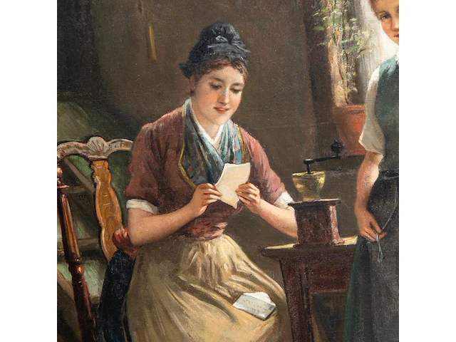 Jan arnold heyermans (1837-1892), the love letter, oil on canvas 70 x 58 cm. (27.55 x 22.82 in.), frame: 98 x 84 cm. (38.57 x 33.07 in.) - afbeelding 6 van  6