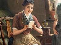 Jan arnold heyermans (1837-1892), the love letter, oil on canvas 70 x 58 cm. (27.55 x 22.82 in.), frame: 98 x 84 cm. (38.57 x 33.07 in.) - afbeelding 6 van  6