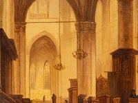 Jan baptist tetar van elven (1805-1879), church interior, oil on mahogany 20 x 15 cm. (7.87 x 5.91 in.), frame: 24 x 18.5 cm. (9.44 x 7.28 in.)