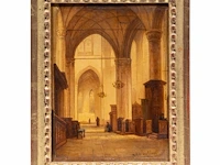 Jan baptist tetar van elven (1805-1879), church interior, oil on mahogany 20 x 15 cm. (7.87 x 5.91 in.), frame: 24 x 18.5 cm. (9.44 x 7.28 in.) - afbeelding 2 van  4