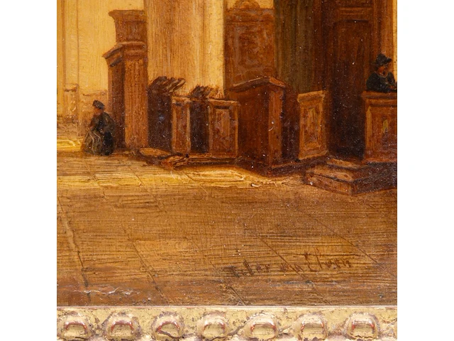 Jan baptist tetar van elven (1805-1879), church interior, oil on mahogany 20 x 15 cm. (7.87 x 5.91 in.), frame: 24 x 18.5 cm. (9.44 x 7.28 in.) - afbeelding 4 van  4