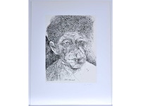 Jan burssens - portret van alberto giacometti - zeefdruk - afbeelding 2 van  5