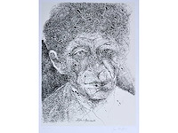 Jan burssens - portret van alberto giacometti - zeefdruk - afbeelding 1 van  1