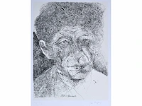 Jan burssens - portret van alberto giacometti - zeefdruk