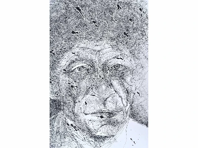 Jan burssens - portret van alberto giacometti - zeefdruk - afbeelding 5 van  5