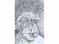 Jan burssens - portret van alberto giacometti - zeefdruk - afbeelding 5 van  5