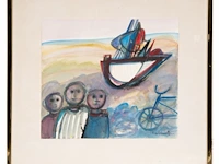 Jan cobbaert (1909-1995), beach view, watercolour and ink on paper 33 x 37.5 cm. (12.99 x 14.75 in.), frame: 50 x 56 cm. (19.67 x 22.05 in.) - afbeelding 2 van  7