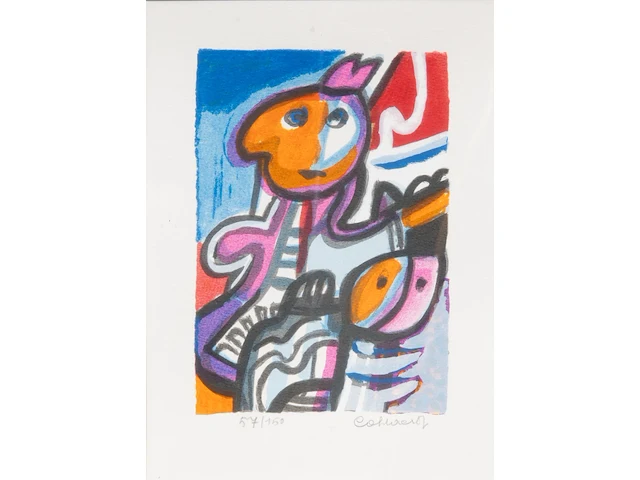 Jan cobbaert (1909-1995), 'grote en kleine broeder', lithograph, n° 75/150 20 x 14 cm. (7.87 x 5.50 in.), frame: 58 x 47 cm. (22.82 x 18 1/2 in.) - afbeelding 1 van  5