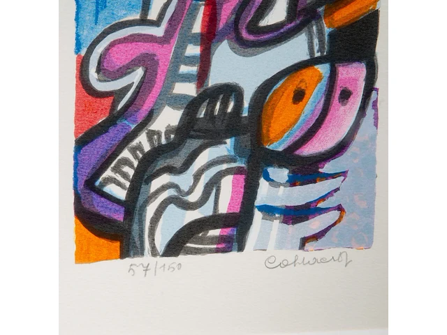 Jan cobbaert (1909-1995), 'grote en kleine broeder', lithograph, n° 75/150 20 x 14 cm. (7.87 x 5.50 in.), frame: 58 x 47 cm. (22.82 x 18 1/2 in.) - afbeelding 4 van  5