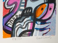 Jan cobbaert (1909-1995), 'grote en kleine broeder', lithograph, n° 75/150 20 x 14 cm. (7.87 x 5.50 in.), frame: 58 x 47 cm. (22.82 x 18 1/2 in.) - afbeelding 4 van  5